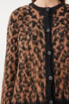 Leopar Desenli Kısa Sakallı Triko Hırka-Kahve