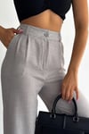 Melaj Keten Bol Paça Pantolon-Gri
