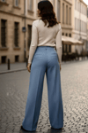 Melaj Keten Bol Paça Pantolon- Mavi