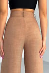 Melaj Keten Bol Paça Pantolon-Taba