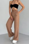 Melaj Keten Bol Paça Pantolon-Taba
