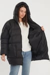 Oversize Kapşonlu Şişme Mont Siyah
