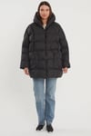 Oversize Kapşonlu Şişme Mont Siyah