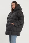 Oversize Kapşonlu Şişme Mont Siyah