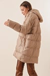 Oversize Şişme Mont Uzun Kalın su geçirmez Standart Beden Uyumlu bedenler 38-40-42-44)