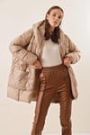 Oversize Şişme Mont Uzun Kalın su geçirmez Standart Beden Uyumlu bedenler 38-40-42-44)