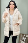 Oversize Şişme Mont Uzun Kalın su geçirmez Standart Beden Uyumlu bedenler 38-40-42-44)