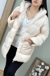 Oversize Şişme Mont Uzun Kalın su geçirmez Standart Beden Uyumlu bedenler 38-40-42-44)