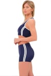 Şeritli Şortlu Yüzücü Bikini Lacivert