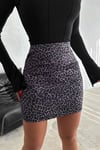 Sezon Trendi Leopar Desen  Saten  Kadın Mini Etek