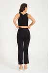Siyah Fitilli Kadın Crop Bluz