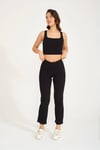 Siyah Fitilli Kadın Crop Bluz