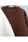 Sweatshirt Kahve Beyaz Unisex Oversize 3 Iplik Şardonlu