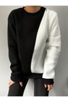 Sweatshirt Siyah Beyaz Unisex Oversize 3 Iplik Şardonlu
