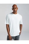 tshirt Oversize Unisex Pamuklu Bisiklet Yaka-Beyaz