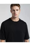 tshirt Oversize Unisex Pamuklu Bisiklet Yaka-Siyah