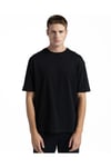 tshirt Oversize Unisex Pamuklu Bisiklet Yaka-Siyah