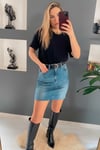 Asimetrik Jean Mini Etek