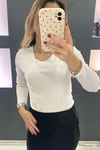 Beyaz Önü Dikişli Bluz