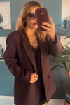 Bordo Oversize Maskülen Kesim Kadın Blazer Ceket - CE Boutique