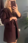Bordo Oversize Maskülen Kesim Kadın Blazer Ceket - CE Boutique