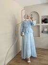 Almond Omuzdan Bağcık Detaylı Etekli Takım