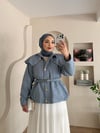 Arden Geniş Yaka Fırfır Detay Trenç