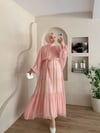 Bellura Pelerin Yaka Detaylı Çizgi Desen Elbise