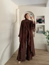 Hazel Ön Volanlı Şifon Üçlü  Abaya Takım
