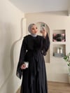 Hazel Ön Volanlı Şifon Üçlü Abaya Takım