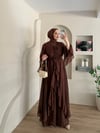 Hazel Ön Volanlı Şifon Üçlü  Abaya Takım