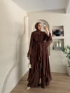 Hazel Ön Volanlı Şifon Üçlü  Abaya Takım