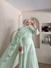 Lurex Gül Detaylı Pelerinli Abiye