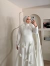 Lurex Gül Detaylı Pelerinli Abiye