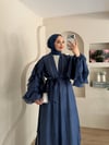 Navy Kol Fırfırlı Abaya