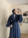 Navy Kol Fırfırlı Abaya