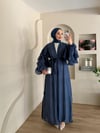Navy Kol Fırfırlı Abaya