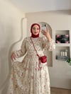 Rahel Önü Çarpraz Detay Çiçekli Elbise