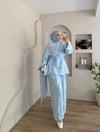 Sura Çiçek Desenli Şal Yaka Takım