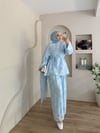 Sura Çiçek Desenli Şal Yaka Takım