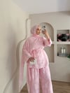 Sura Çiçek Desenli Şal Yaka Takım