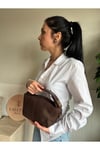 Kadın Lilyum Model Kilit Detaylı Keten El & Çapraz Çanta