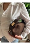 Kadın Lilyum Model Kilit Detaylı Keten El & Çapraz Çanta