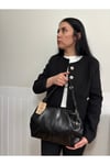 Kadın Nilüfer Model Büzgü Detaylı Suni Parlak Deri Omuz Çantası