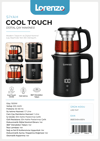LORENZO - COOL TOUCH GİZLİ EKRANLI DİJİTAL ÇAY MAKİNESİ 1500 W SİYAH