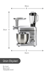 MULTICHEF 3 in 1 HAMUR YOĞURMA BLENDER ET KIYMA MAKİNESİ SİLVER