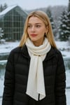 Ucu Çoban Dikişli Ekru Triko Şal 43x220 cm