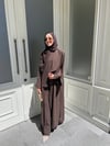 Üçlü Abaya Takım - Kahverengi 