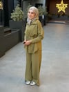 Tam Fermuarlı Büzgülü Modal Eşofman Takımı
