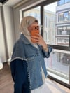 Taş ve Püskül Detaylı Tasarım Kot Ceket